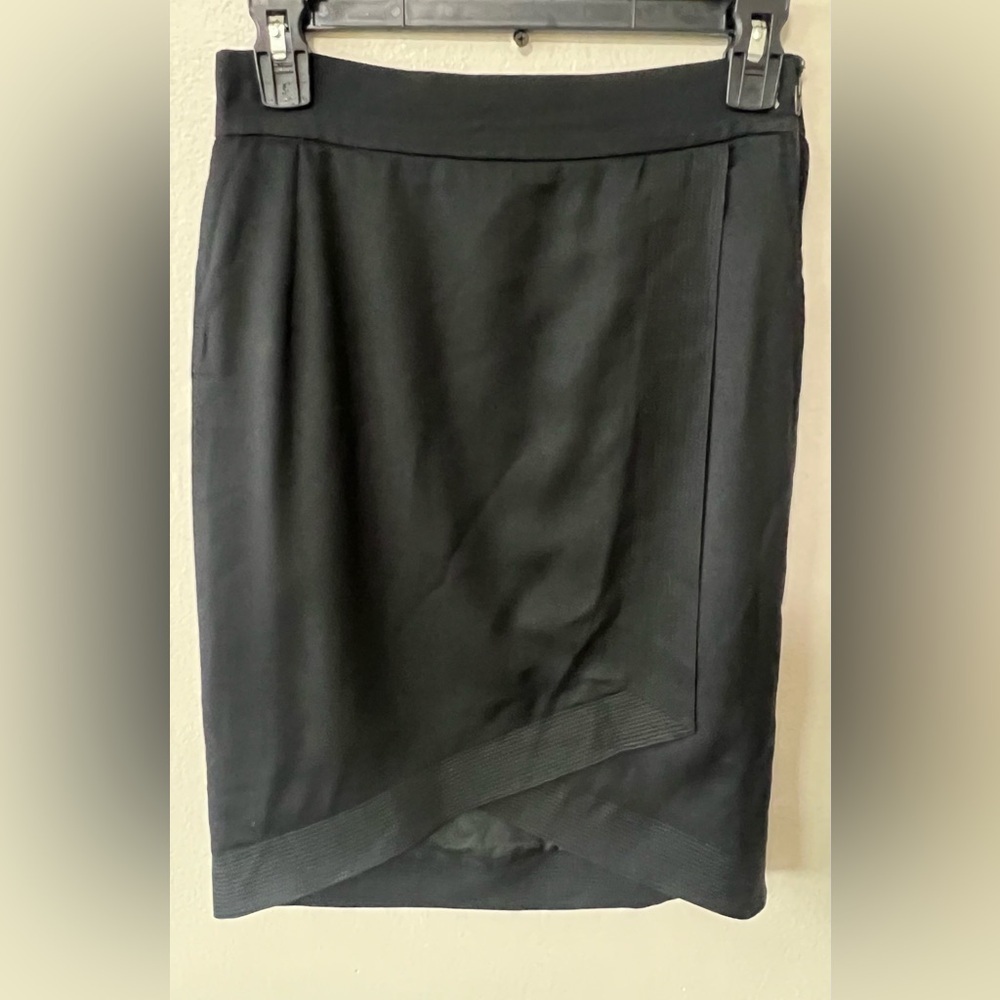 Vintage Gianni Versace Black Wool Wrap Mini Skirt XS Made in Italy Asymmetrical